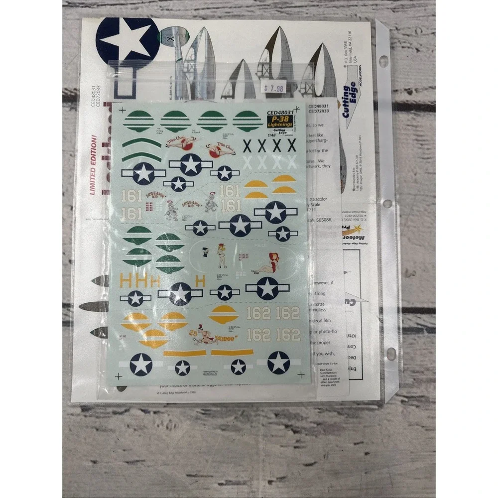 1/48 Cutting Edge decals CED48031Lockheed P‑38s #1: P‑38H/J/LP‑38H P‑38J P‑38J+